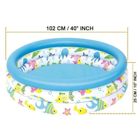 New 40" CORAL REEF INFLATABLE Child Swimming Pool Fish Tropical Ages 2 Yr+ w Box - Picture 4 of 13